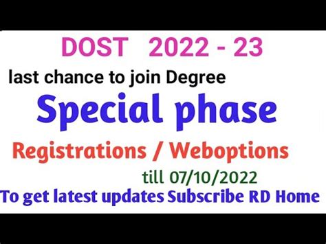 TS DOST 2022 Special Phase Registrations Web Options Certificate