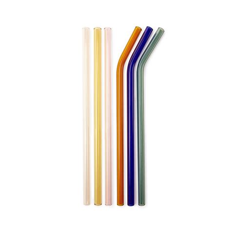 Glass Straws Set Of 6 Default Title Glass Straws Straw Colored Glass