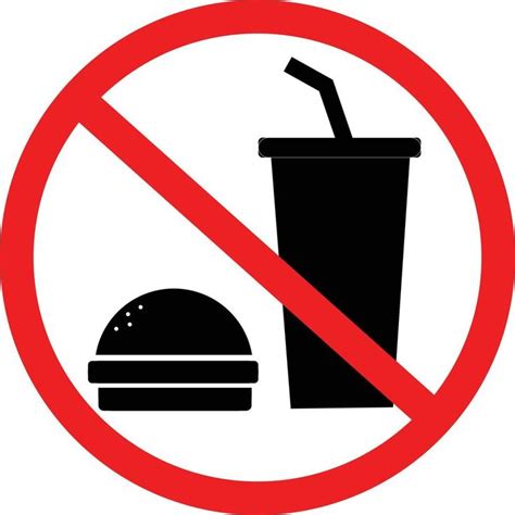 A No Food And Drink Sign With A Hamburger In Front Of It On A White