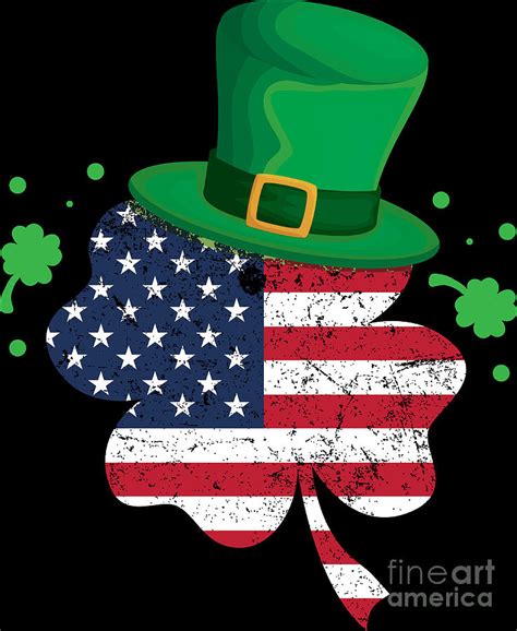 St Patricks Day Irish American Flag Shamrock T Digital Art By