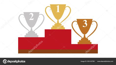 Winner Podium Gold Silver Bronze Vector Illustration Flat Design White