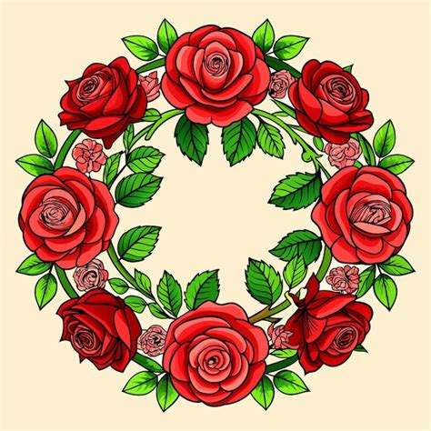 Premium Vector Round Frame Of Realistic Red Roses Vector Illustration