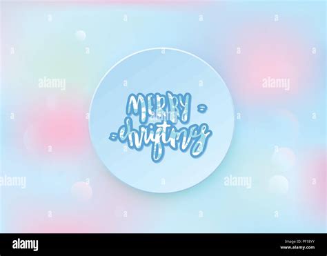 Merry Christmas Brush Handwritten Lettering With Round Badge On Blur