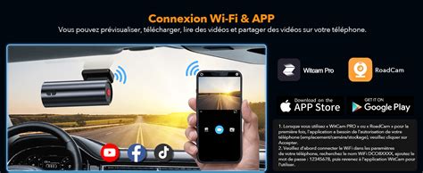 Lamto Dashcam Voiture Avant K Avec Wifi Cam Ra De Voiture Dash Cam