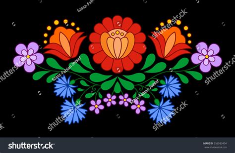 Traditional Hungarian Folk Embroidery Pattern Isolated Stock Vector