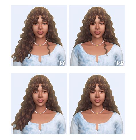 Beatrice By Simstrouble Simstrouble On Patreon Curly Hair With Bangs