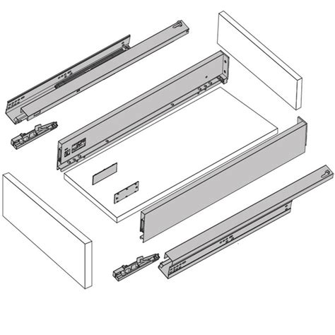 Ensemble De Tiroir R13 EVO Blanc H90 LN600 Coulisse R481 60 Kg Soft