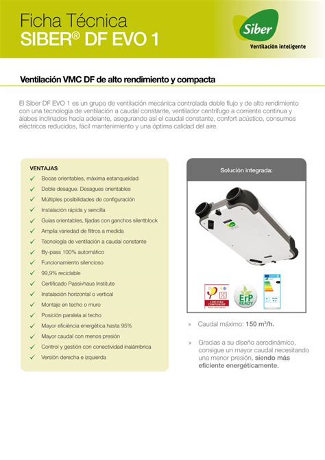 PDF Ficha Técnica SIBER DF EVO 1 Sistemas de Ventilacion DOKUMEN TIPS