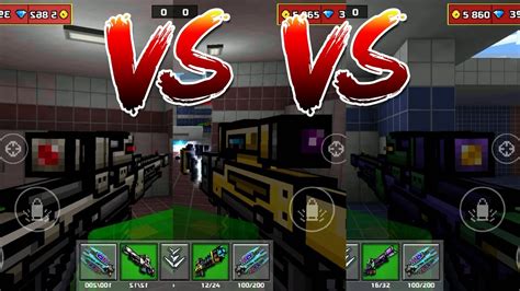 Pixel Gun 3d Impulse Sniper Rifle Vs Electro Blast Rifle Vs Eva Youtube