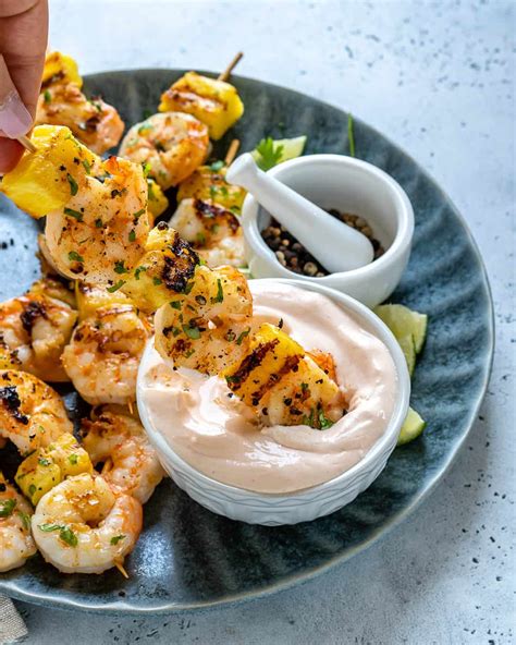 Grilled Pineapple Shrimp Skewers With Coconut Dip Healthy Fitness Meals