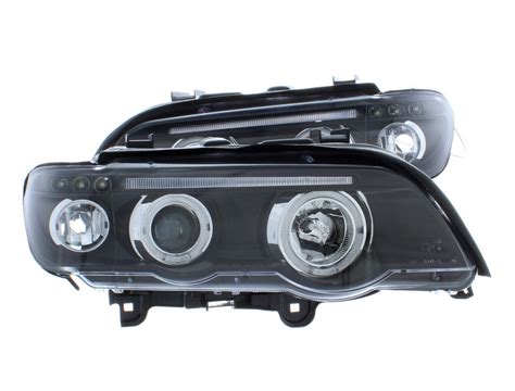 For Bmw X E Black Led Angel Eye Halo Projector Headlights