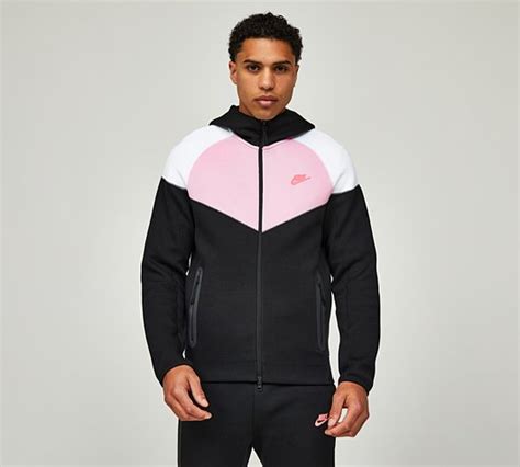 Nike Tech Fleece Windrunner Full Zip Hoodie Black White Pink Foam