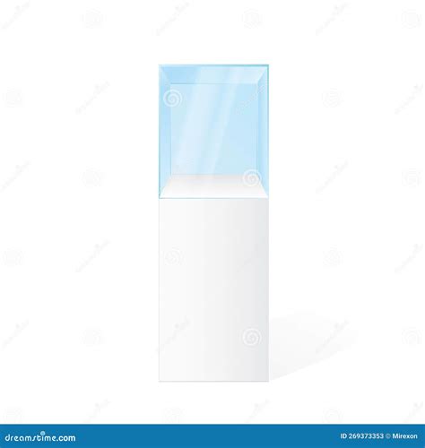 Realistic Glass Square Showcase Vector Empty Glass Box Isolated On White Stock Vector