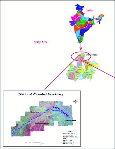 Map of India showing study area National Chambal Sanctuary. | Download ...