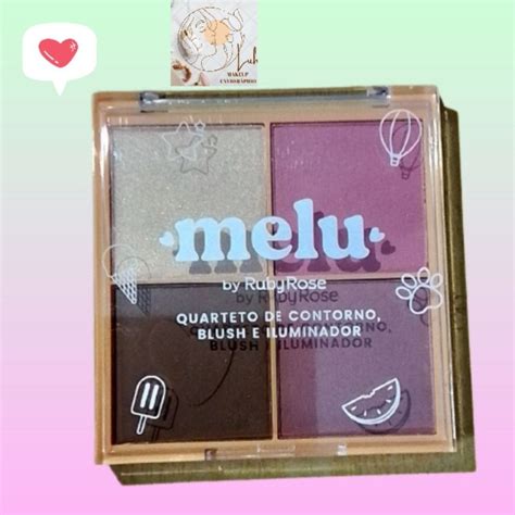 Quarteto De Contorno Blush Matte Brilho E Iluminador Melu By Ruby Rose