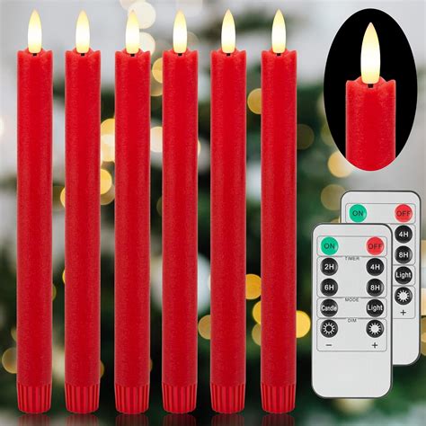 Amazon Afineth Red Flameless Taper Candles With Rmote Real