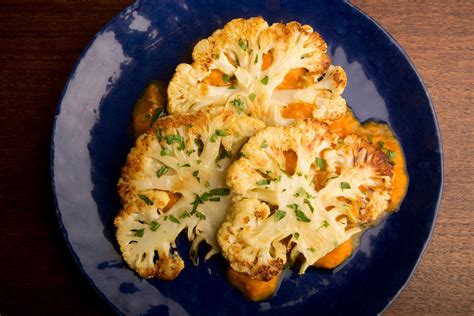 Roasted Cauliflower Steaks With Mustard Sauce