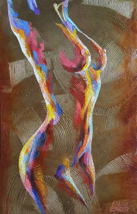 Woman Nude Torso Portrait Naked Original Abstract Painting Acrylic