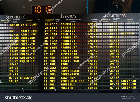 Airport Departure Arrival Information Board Sign Stock Photo 258124703