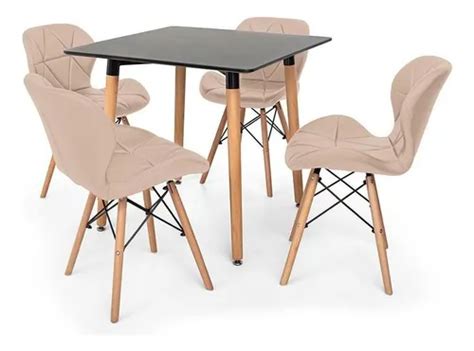 Kit Mesa Jantar Eiffel X Preta Cadeiras Slim Cor Nude Mercadolivre