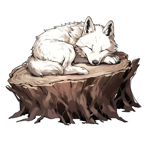 Wolf cub in nature sleeping pose illustration isolated white background ...