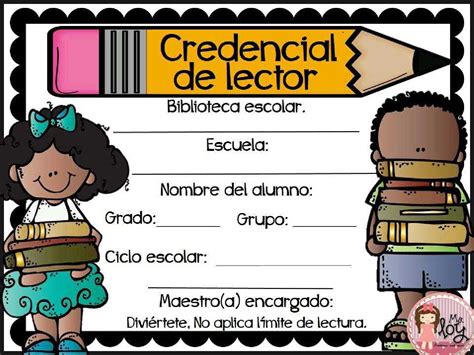 Credenciales De Biblioteca Escolar Para Imprimir Biblio Pizqui