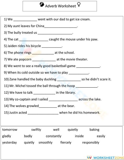 Adverbs Worksheets 15 Worksheets Library