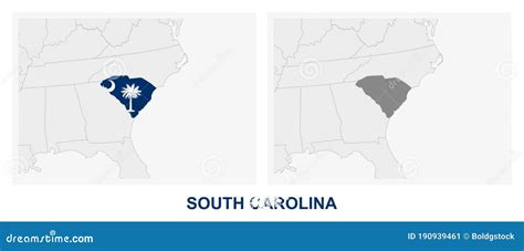 Dos Versiones Del Mapa De Estados Unidos De Carolina Del Sur Con La