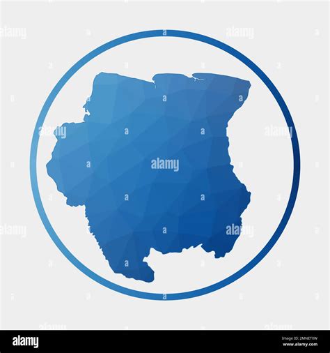 Suriname Icon Polygonal Map Of The Country In Gradient Ring Round Low