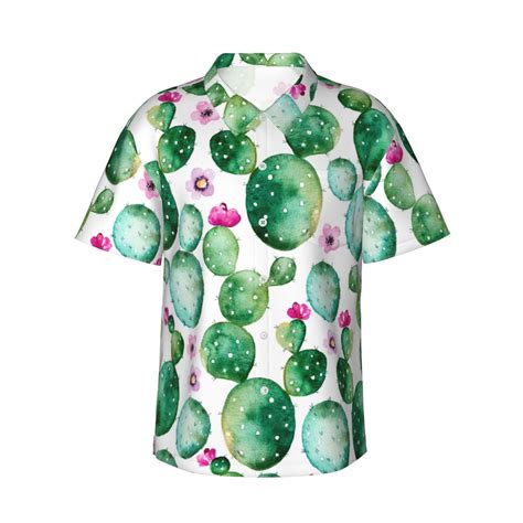 Kll Mens Hawaiian Shirt Short Sleeve Button Down Beach Shirts Cactus