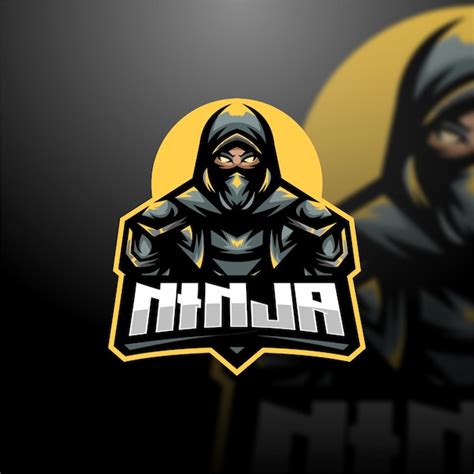 Logotipo De Design De Ilustração De Mascote Esport Ninja Vetor Premium