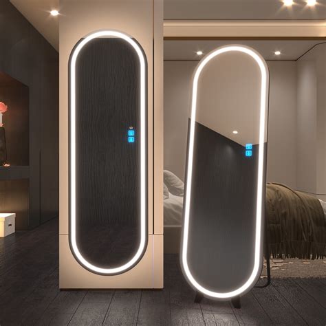 Lvsomt 63x20 Full Length Mirror With Lights Led Oval Mirror Full