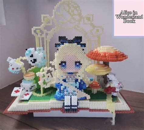 3d Perler Bead Pattern Tutorial Alice In Wonderland In Open Etsy 3d