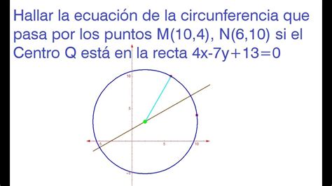 Ecuación De La Circunferencia Con Dos Puntos Y Centro En Una Recta