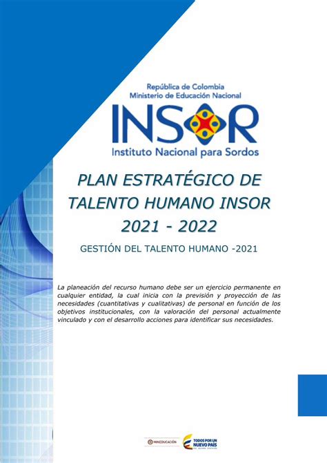 PDF PLAN ESTRATÉGICO DE TALENTO HUMANO INSOR 2021 PDFSLIDE NET