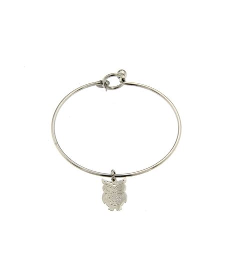 Bracciale Rigido Con Pendente Gufo In Acciaio Inox