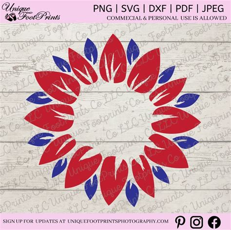 USA Sunflower SVG American Flag SVG Sunflower Clipart 4th Of July Svg