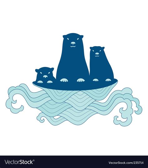 Sea otter family Royalty Free Vector Image - VectorStock