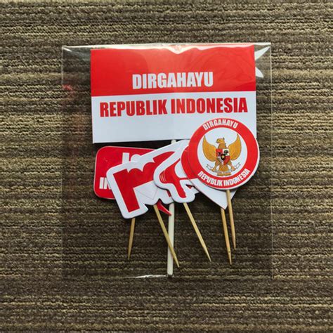 Jual 6 In 1 Hiasan Hut Ri Cup Cake Topper Hiasan Merah Putih Bendera