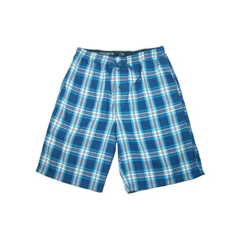 Hanes Hanes Cotton Madras Drawstring Sleep Pajama Shorts Mens