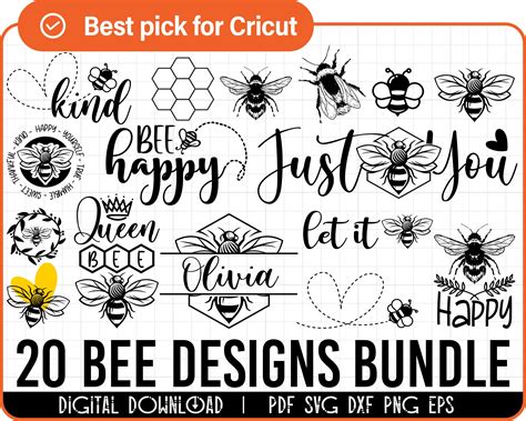 20 Bee Svg Bundle Bee Kind Svg Bee Happy Svg Bee Trails Etsy