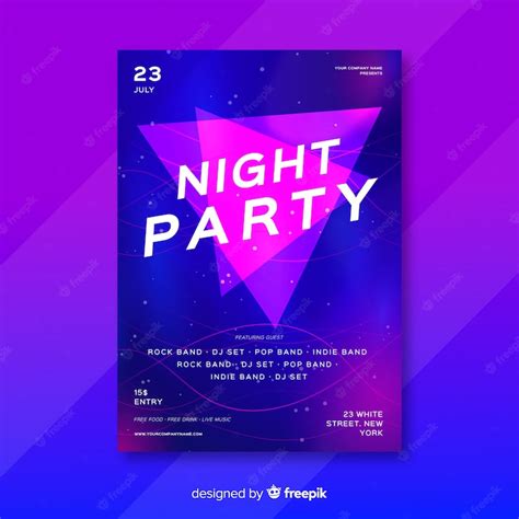 Free Vector Party Poster Template With Abstract Shapes