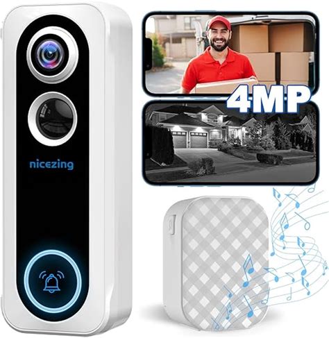 Nicezing Mp Sonnette Sans Fil Avec Cam Ra Compatible Avec Alexa