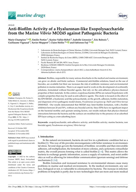 Pdf Anti Biofilm Activity Of A Hyaluronan Like Exopolysaccharide From