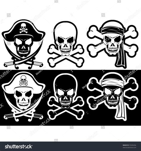 Jolly Roger Pirate Attributes Skull Crossbones Stock Vector 55345456