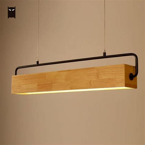 Soleilchat Cm Square Bar Wood Led Pendant Light Wire Fixture