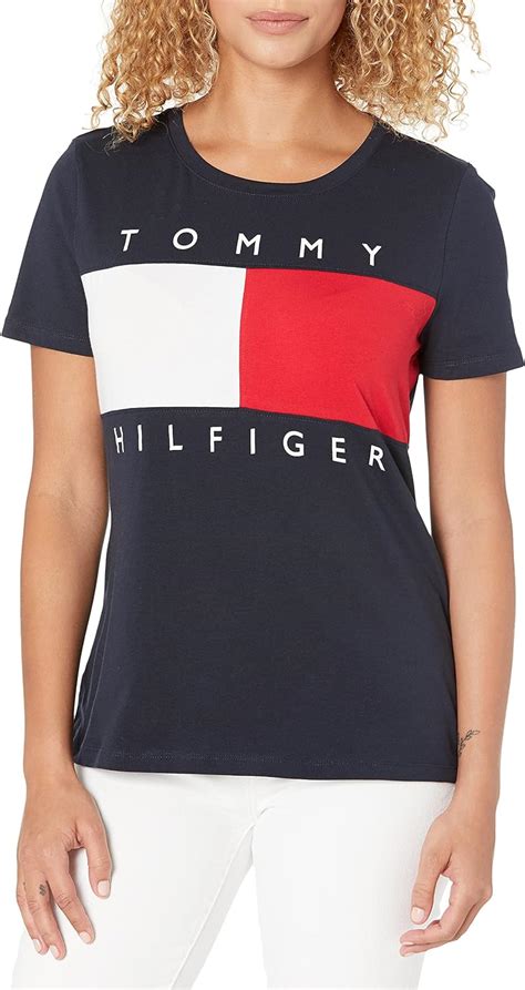 Tommy Hilfiger Women S Short Sleeve Graphic Tee Sky Captain Multi X