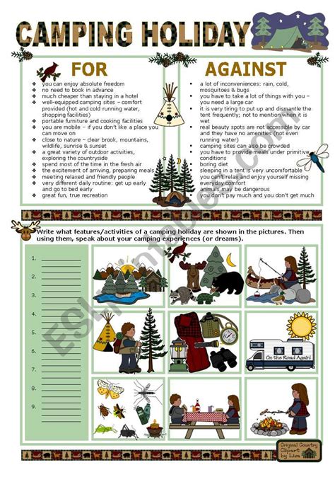 CAMPING HOLIDAY ESL Worksheet By Tecus