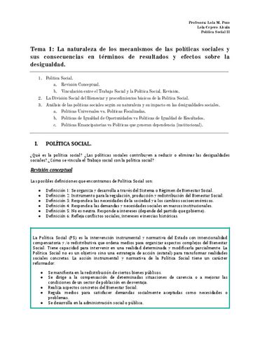 Apuntes Tema Politica Social Ii Con Anotaciones Pdf