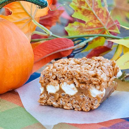 Caramel Filled Pumpkin Spice Rice Krispie Treats Real Mom Kitchen